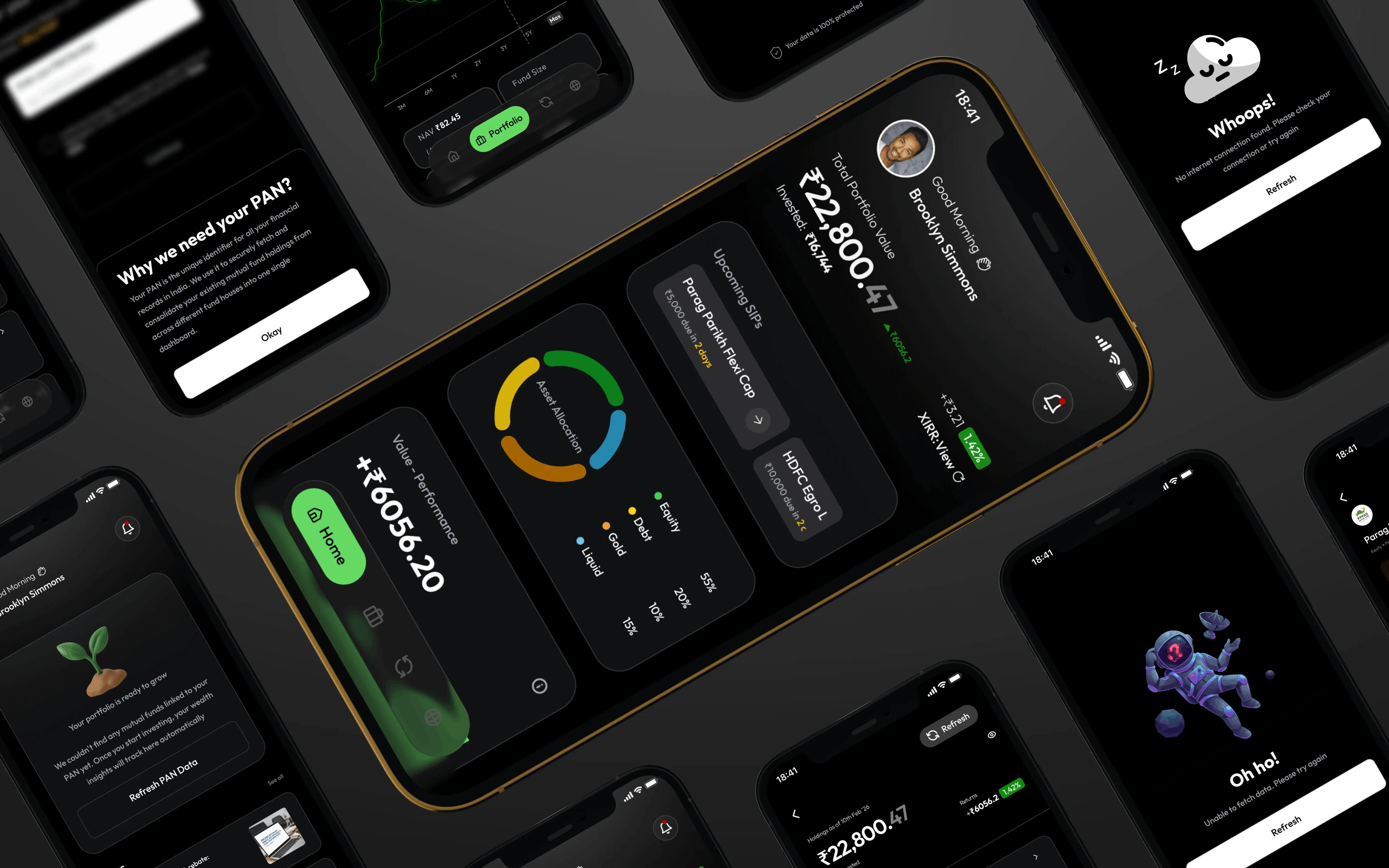 Nova Wealth Dark Mode Dashboard Composition